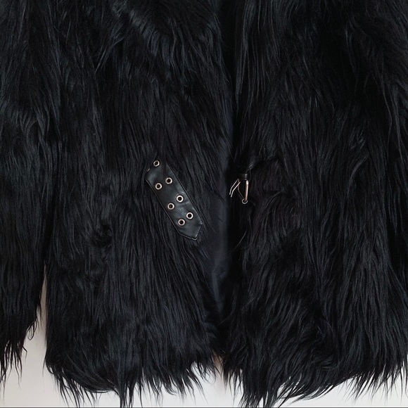 Dolls Kill Midnight Black Faux Fur Teddy Jacket - Picture 2 of 13
